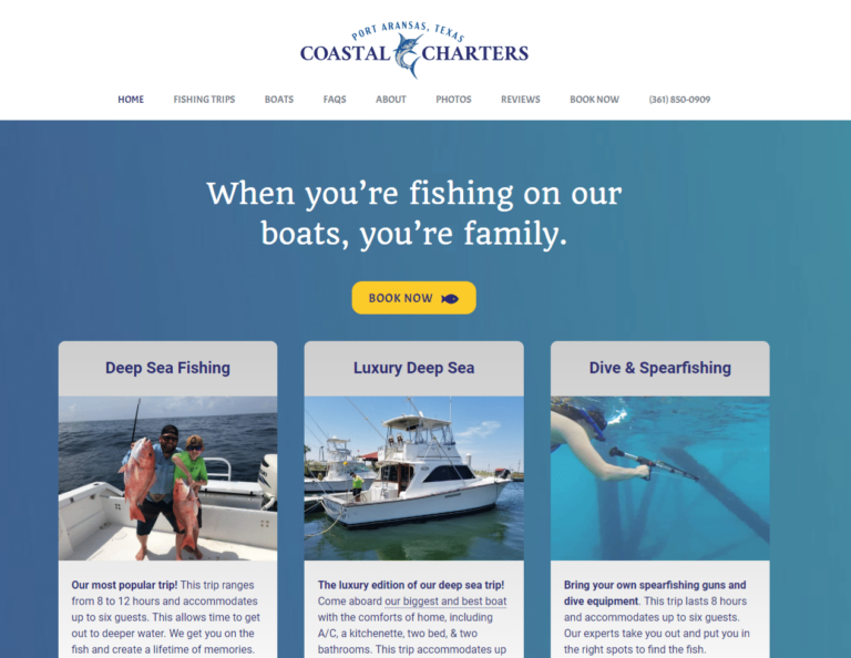 Coastal Charters Website - After Coastal Charters Website - After