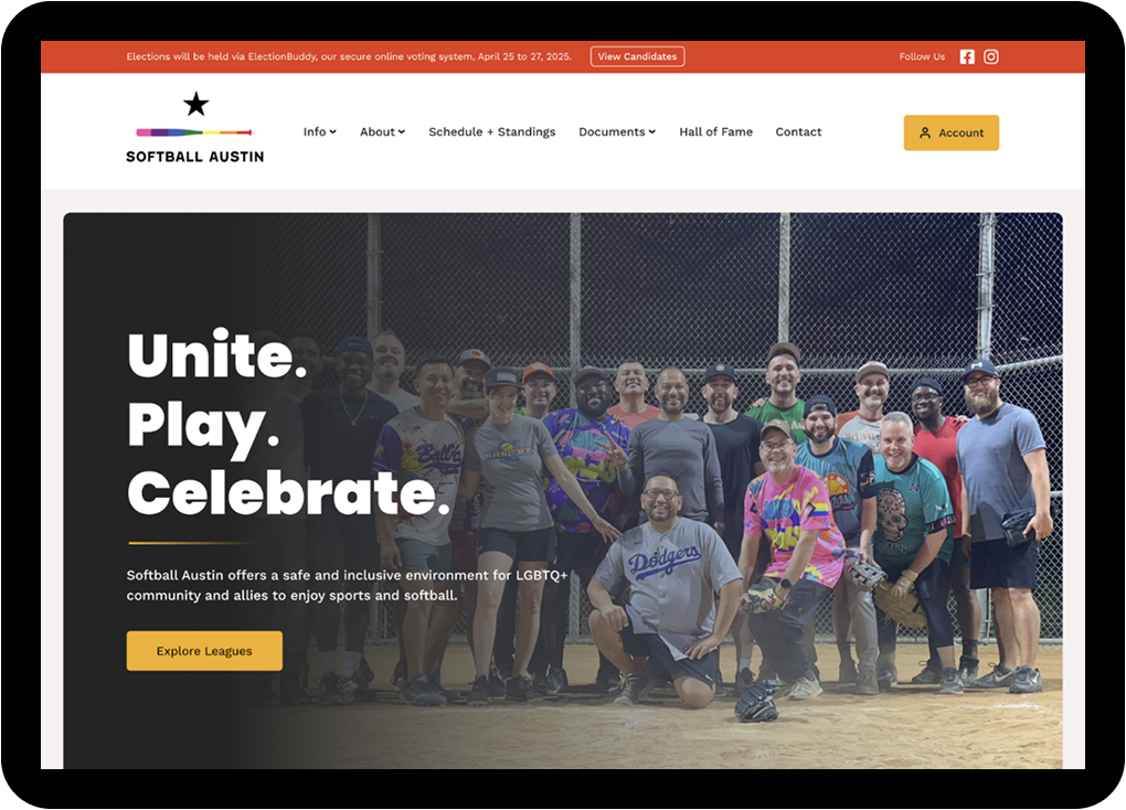 Softball Austin - Sports & Recreation Website Redesign