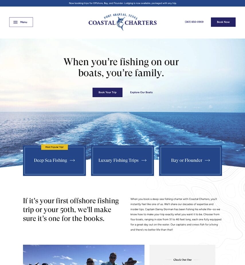 Coastal Charters Website Redesign Preview