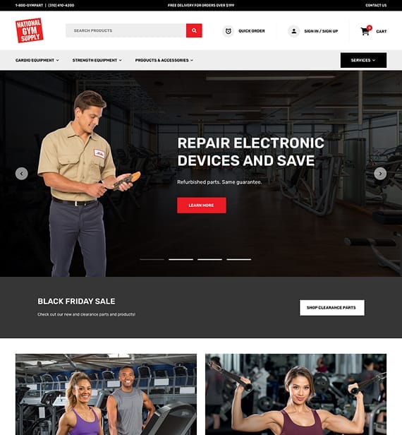 National Gym Supply Website Redesign Preview