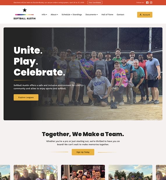 Softball Austin Website Redesign Preview